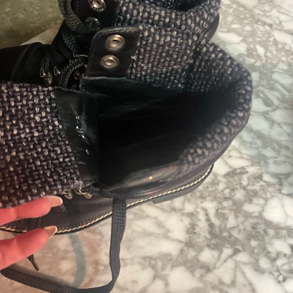 CHANEL Calfskin Wool Combat Boots - Picture 10 of 11